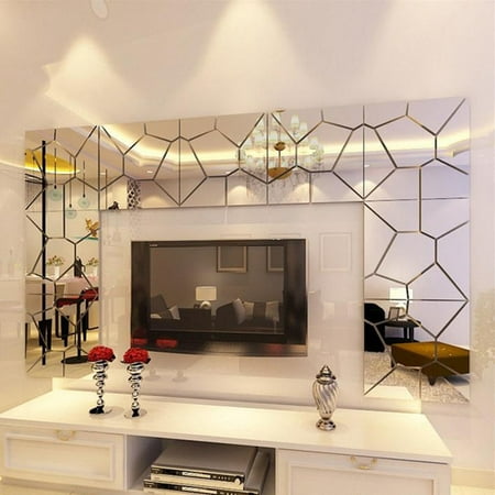 35pcs Self Adhesive 3d Diy Acrylic, Wall Mirror Panels For Living Room