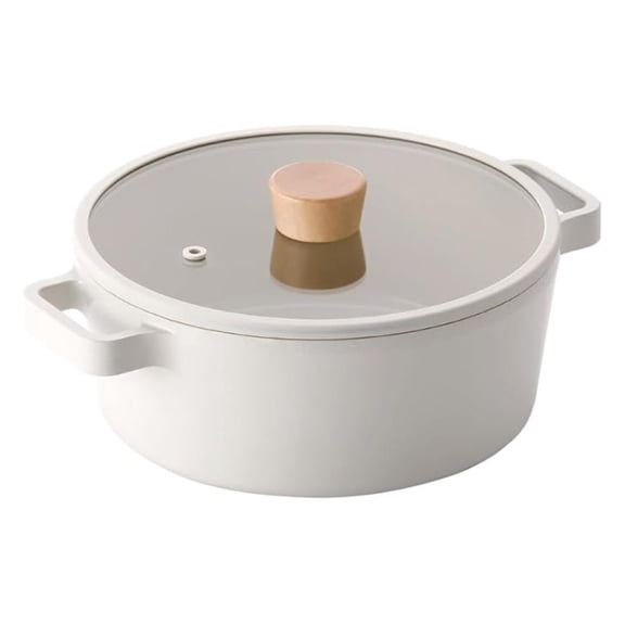 FIKA Kitchen Nonstick 4.0QT Stock Pot with Lid, Healthy Cooking Ceramic Coating Casserole, Induction Compatible Cookware, Stew, Soup Noodle Multi Dutch Oven, Made in Korea (9.5" / 24cm)