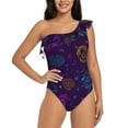 thumbnail image 2 of Yiaed Colorful Snake Print Women One Piece Swimsuits Tummy Control One Shoulder Bathing Suits Pattern Ruffle Swimwear-Medium, 2 of 8