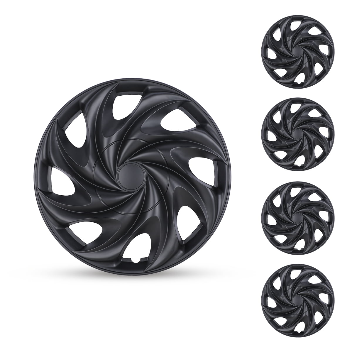 (4 Pack)15 inch Universal Wheel Rim Cover Hubcaps Snap on Car Truck Fit R15 Tire-Black Matte