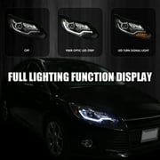 Spec-D Tuning Black Projector Headlights w/LED Turn Signal Light Bar Compatible with 2012-2014 Ford Focus, Left + Right Pair Headlamps Assembly