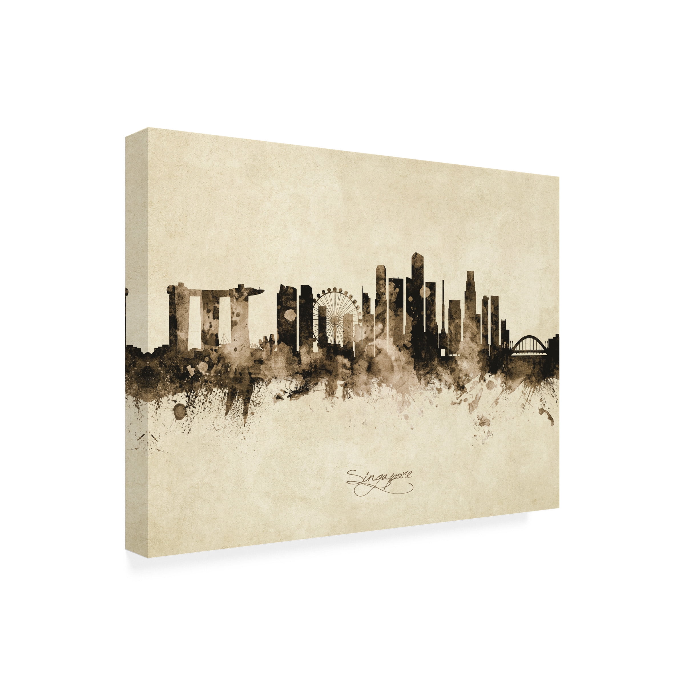 Michael Tompsett 'Singapore Skyline Vintage' Canvas Art