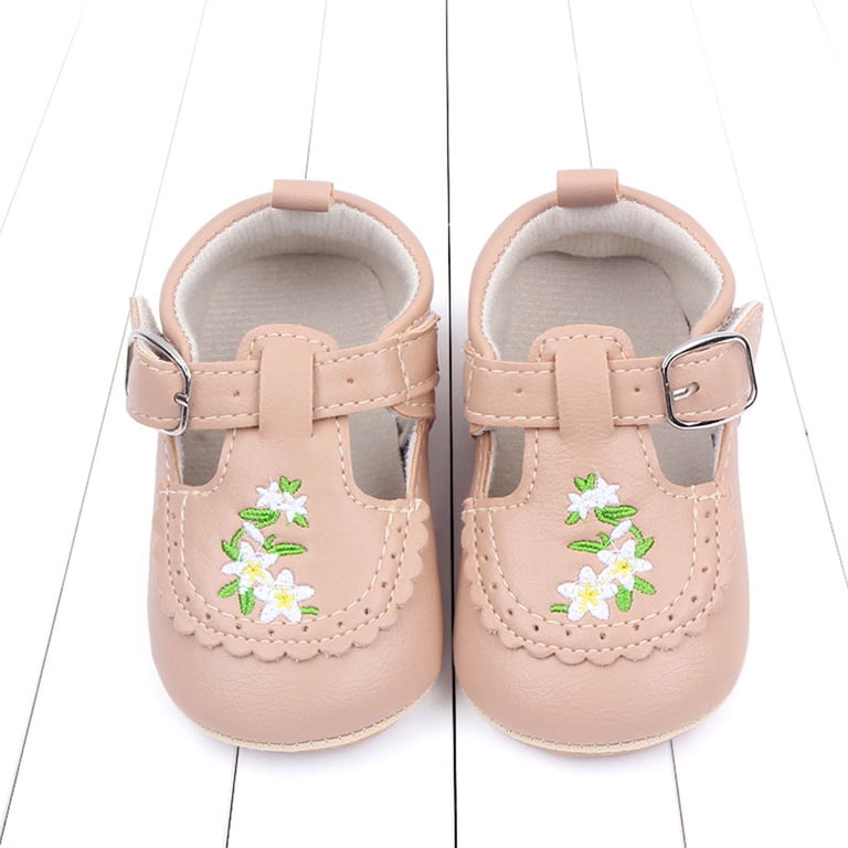 Xfvqtps Baby Girls Walking Shoes Lace Embroidery Flower and Leaf