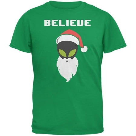 Christmas Believe Alien Santa Irish Green Adult