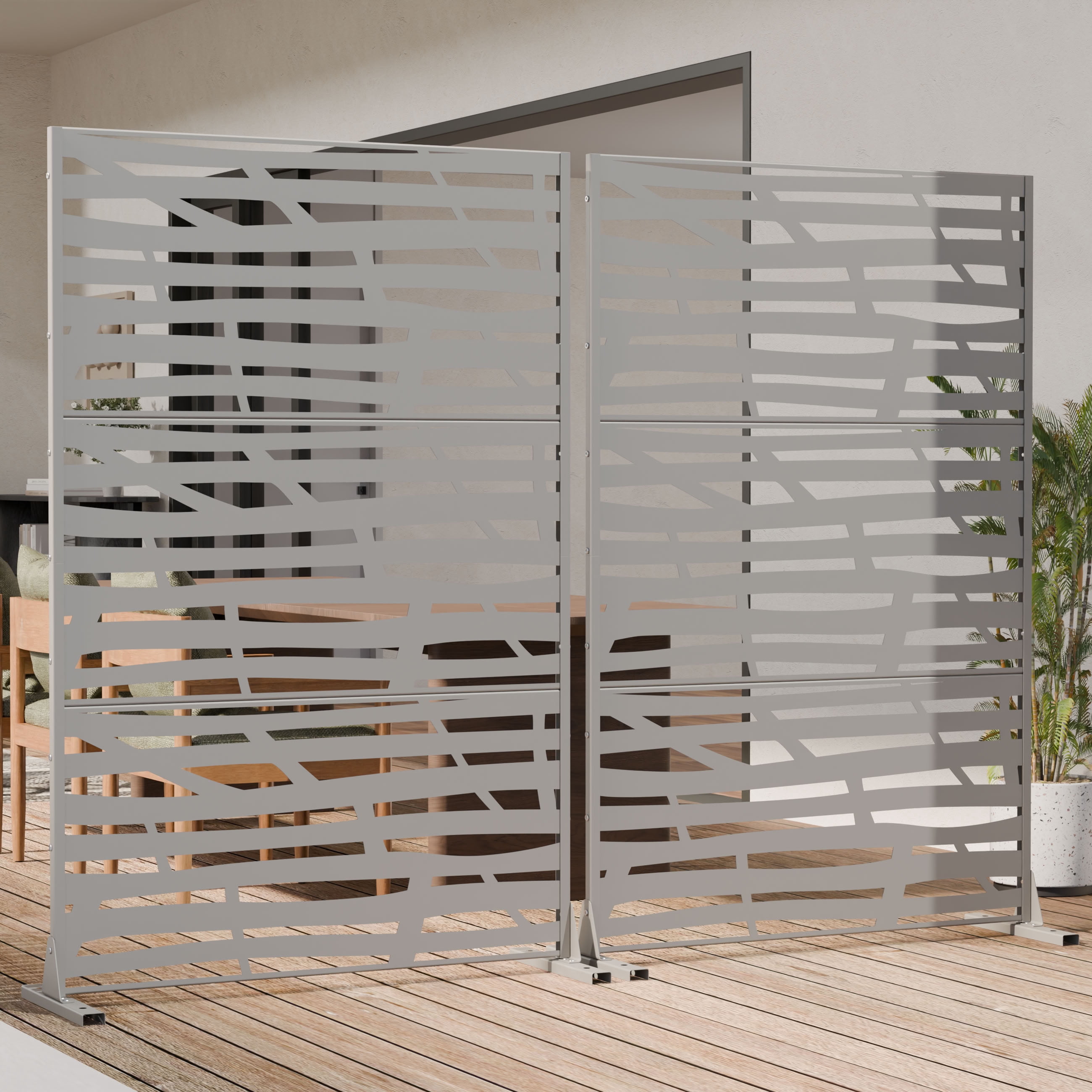 MAYEERTY 72*47in Outdoor Privacy Screen, Deck & Backyard Metal Privacy Fence, Privacy Panel for Patio, Balcony, Garden