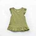 thumbnail image 2 of Virmaxy (12Months-7Years) Girls' Fashion Casual Solid Color Basic T-shirt Toddler Wooden Ear Lace Lace Shirt Children's Sleeveless Cotton Linen Top Summer Casual Trend Pullover Shirt Green 2 Years, 2 of 9