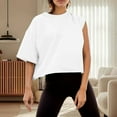 thumbnail image 2 of QHFBli Womens Basic Crop Top Drop Shoulder T Shirt Half Sleeve Cropped Tee Crewneck Short Sleeve Casual Summer Solid Crop Tops, 2 of 4