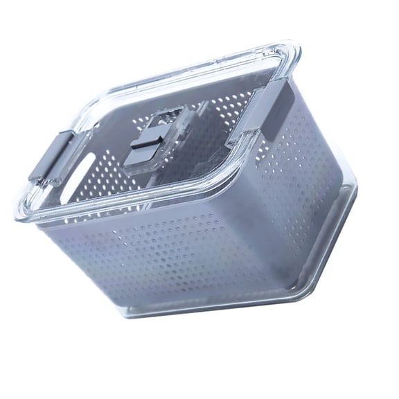 FOMIYES Kitchen Fridge Storage Box Dark Grey Crisper Bin with Draining Feature for Produce