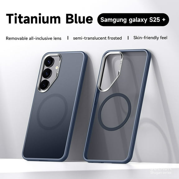 Dteck Magnetic Case for Samsung Galaxy S25 Plus,Military Grade Protection Case Compatible with Mag Safe Slim TPU PC Translucent Matte Back Cover for Galaxy S25 Plus,Blue