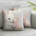 thumbnail image 3 of COMIO  Square Pillow Cover Cute Cartoon Grey Baby and Mother Bunnies with White Flower and Leaf Watercolor Throw Cushion Covers for Couch Chair Bedroom, 3 of 5