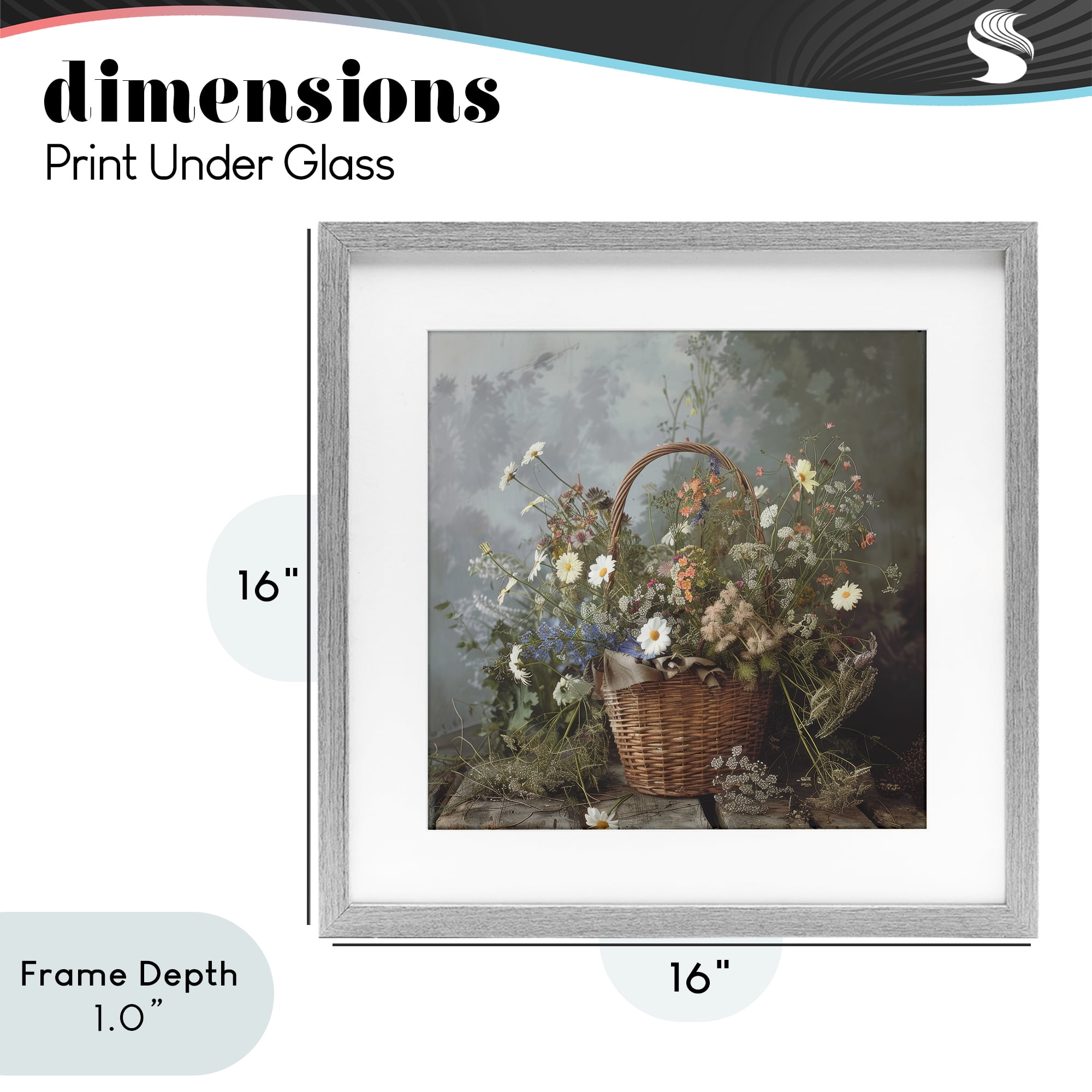 Stupell Industries Floral Basket Still Life Gray Framed Print Under Glass, design by Lazar Studio