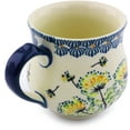 thumbnail image 2 of Polish Pottery Small Bubble Mug (Yellow Dandelions Theme) Hand Painted in Boleslawiec, Poland + Certificate of Authenticity, 2 of 6