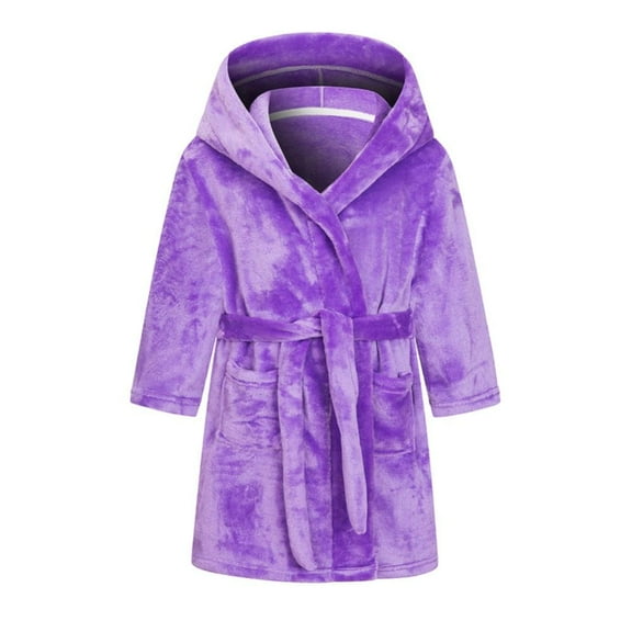 Esaierr 2Y-12Y Kids Toddler Solid Color Bathrobe,Toddler Robe,Boys Girls Leisure Home Night-Robe