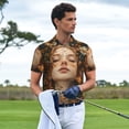 thumbnail image 2 of Kdxio Whimsical Flower Crown Maiden Print Men's Short Sleeve Polo Shirt,Midweight Men's Shirt-4X-Large, 2 of 5