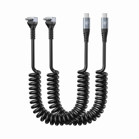 can 90 Degree Coiled USB C to C Cable for Car 6FT, 2Pack Coiled USB C Cables, USBC to USBCable 3A Fast Charging, USB Type C Cord for iPhone 17/16/15/Pro Max, Samsung Galaxy S23 and More USB C Devices