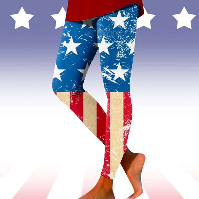 MKLEKYY Leggings para mujer Leggings con estampado tie dye del Día de la Independencia para mujer Leggings deportivos de levantamiento Pantalones de yoga