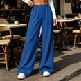thumbnail image 6 of LEAVINGSUO Wide Leg Pants for Women Solid High Waist Elastic Sweatpants Casual Loose Flowy Workout Pants With Pocket Navy M, 6 of 8