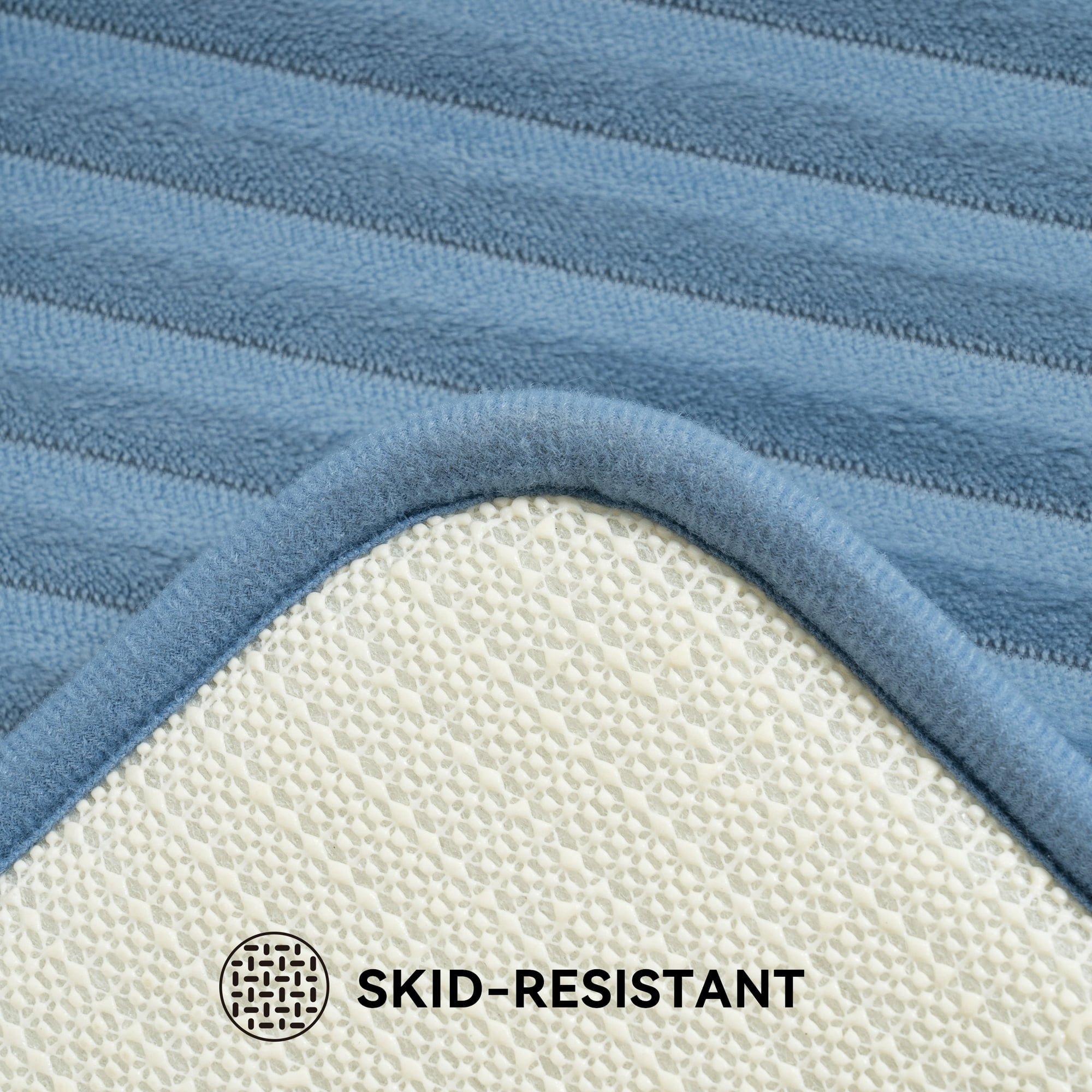 Mainstays Blue 2-Piece Performance Foam Bath Rug Set, 17 in x 24 in