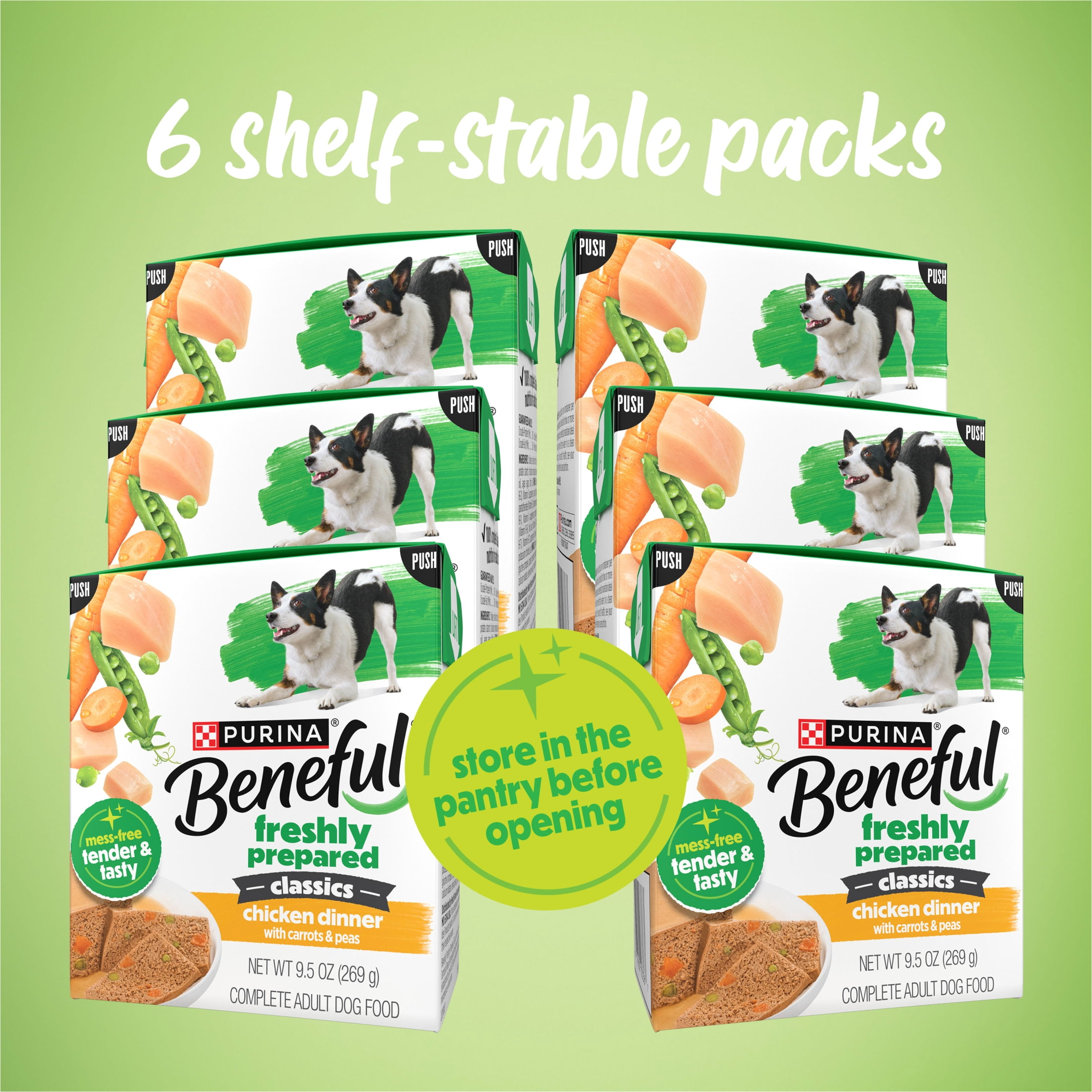 (6 pack) Purina Beneful Freshly Prepared Classics Chicken Dinner Wet Dog Food, 9.5 oz Carton