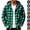 Green, variant on Men's Buffalo Plaid Hooded Shacket Long Sleeve Button Down Shirt Jacket Zip Up Midweight Flannel Overshirt with Pockets for Fall Winter Daily Wear, Gray, L