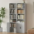 thumbnail image 2 of ANHDAH Tall Bookcase with Doors, 4 Tier Modern Bookshelves with Storage for Home Office, Living Room, White,, 2 of 6