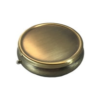 acdanc Classic Brass Daily Pocket Travel Sized Pill Box Case with Divider (Round 3-Section)