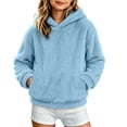 thumbnail image 2 of Lutiedan Boys Girls Sherpa Fleece Hoodie Kids Casual Fuzzy Sweatshirt Plush Winter Warm Hooded Pullover Tops Size 3-14,Sky Blue, 2 of 7