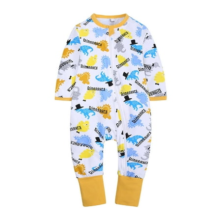 

Hunpta Infant Boys Girls Baby Sleep Play Pajamas Romper Jumpsuit Printed Clothing Cotton One-Piece Romper Zip Front Outfits