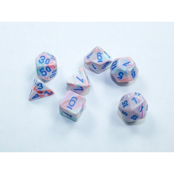 Chessex CHX20544 Cube Mini Festive Dice, Pop Art & Blue - Set of 7