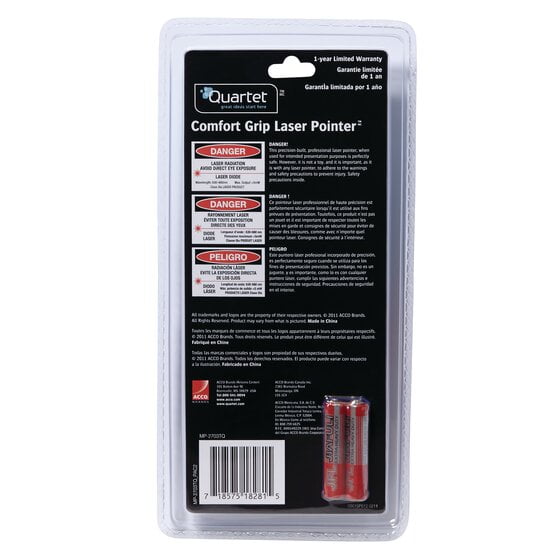 Quartet, QRTMP2703TQ, Classic Comfort Laser Pointer - Class 3a - For Large Venue, 1 Each, Green