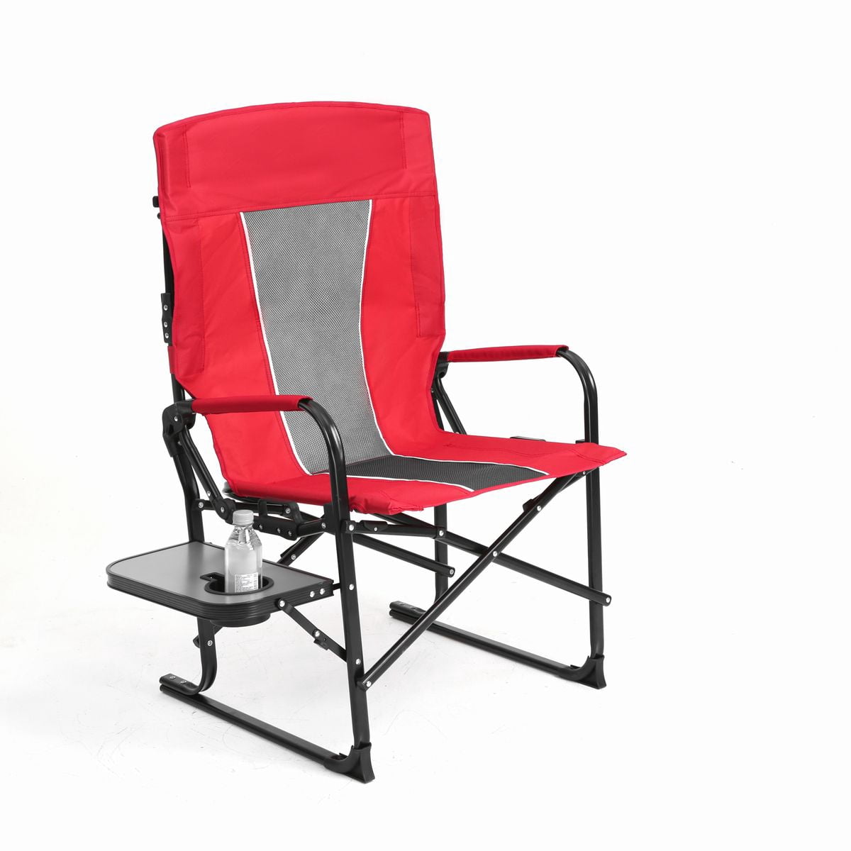 Sailvan Heavy Duty Camping Directors Chair, Oversized Folding Chair with Side Table & Pocket for Beach Picnic Fishing, Red