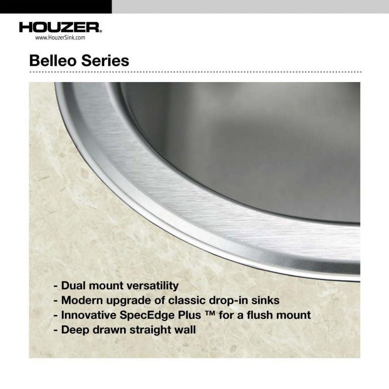 Houzer BSD-3209 31-1/2" x 17-15/16" Stainless Steel Topmount Double Bowl Kitchen Sink - image 5 of 6