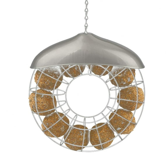 lanema Birds Food Dispenser with Roof for Wild Sparrows Garden Suet Basket Outdoor Hanging Dispenser For Wild Birds