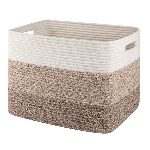 CHERISHGARD 42L Cotton Rope storage Basket With Handles,Rectangle Laundry Basket for storage,Toy Basket for Organizing