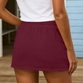 thumbnail image 5 of Short Skirts for Women Women's Drawstring Waist Mini Skirt Built in Shorts, Summer Casual Lightweight Cotton Skirt with Pockets Wine L, 5 of 6