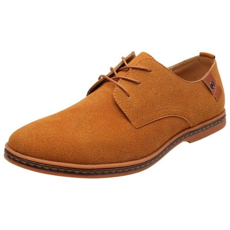 Sexlip Men s Dress Shoes Oxford Leather Stylish Lace-up Business Casual Formal Shoes Solid Casual Oversized Trendy Shoes Beige 48