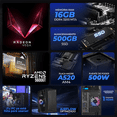 thumbnail image 3 of Computadora Escritorio Completa Xtreme PC Gaming AMD Radeon Vega 7 Ryzen 5 5600GT 16GB SSD 500GB Monitor 23.8 100Hz WIFI Black juegos casuales, trabajo y estudio, 3 of 6