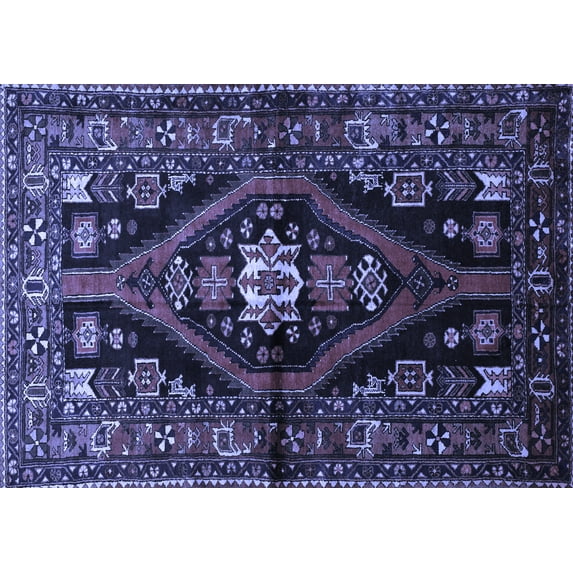 Ahgly Company Machine Washable Indoor Rectangle Persian Blue Traditional Area Rugs, 2' x 5'
