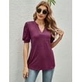 thumbnail image 6 of ZHENWEI Womens Casual V-Neck T-Shirts Loose Puff Short-Sleeve Tops Tunic Blouse, 6 of 8