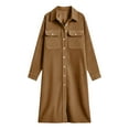 thumbnail image 4 of Byworldtasic Corduroy Shirt Dresses for Women Button Down Tunic Midi Shirt Dress Casual Lapel Collar Long Sleeve Shift Dress, 4 of 5