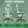 thumbnail image 3 of Luxvie Velvet Fabric Gaming Chair With Footrest, Ergonomic Comfortable Video Gamer Chair For Adult, Reclining Office Computer Desk Game Chairs With Massage Lumbar Cushion and Headrest, Green&White, 3 of 10