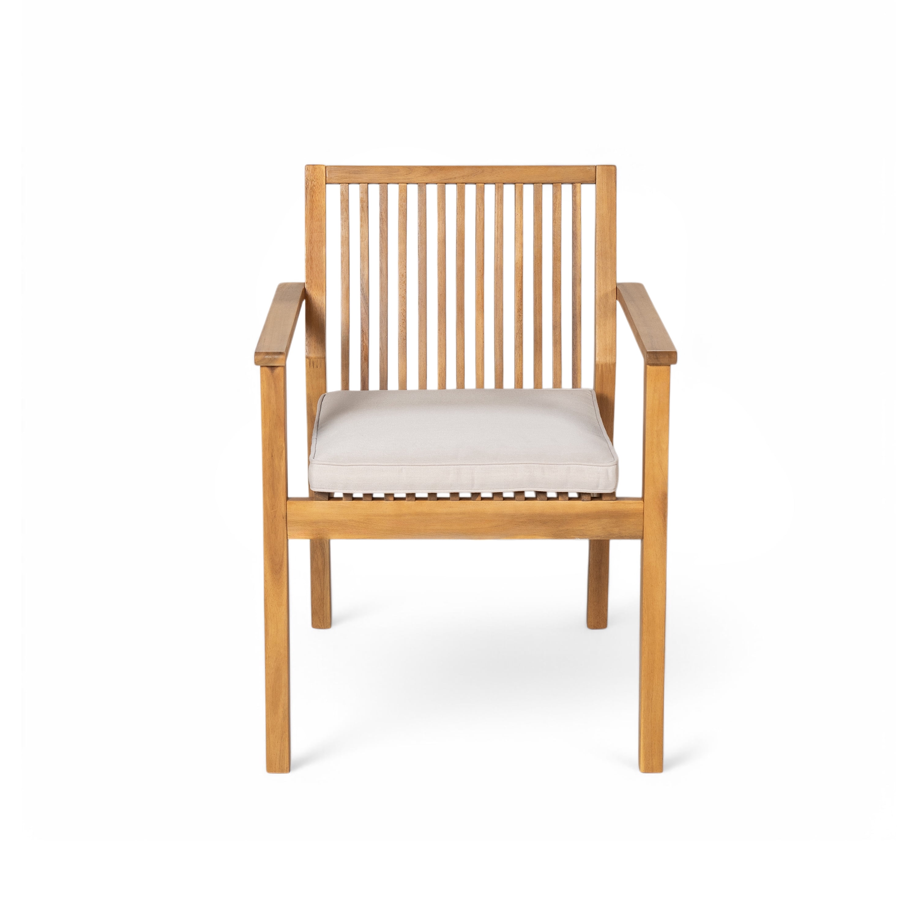 Euroco 2-Piece Outdoor Dining Chair Set with Waterproof Cushions, Acacia Wood Armchairs for Patio, Garden, or Balcony