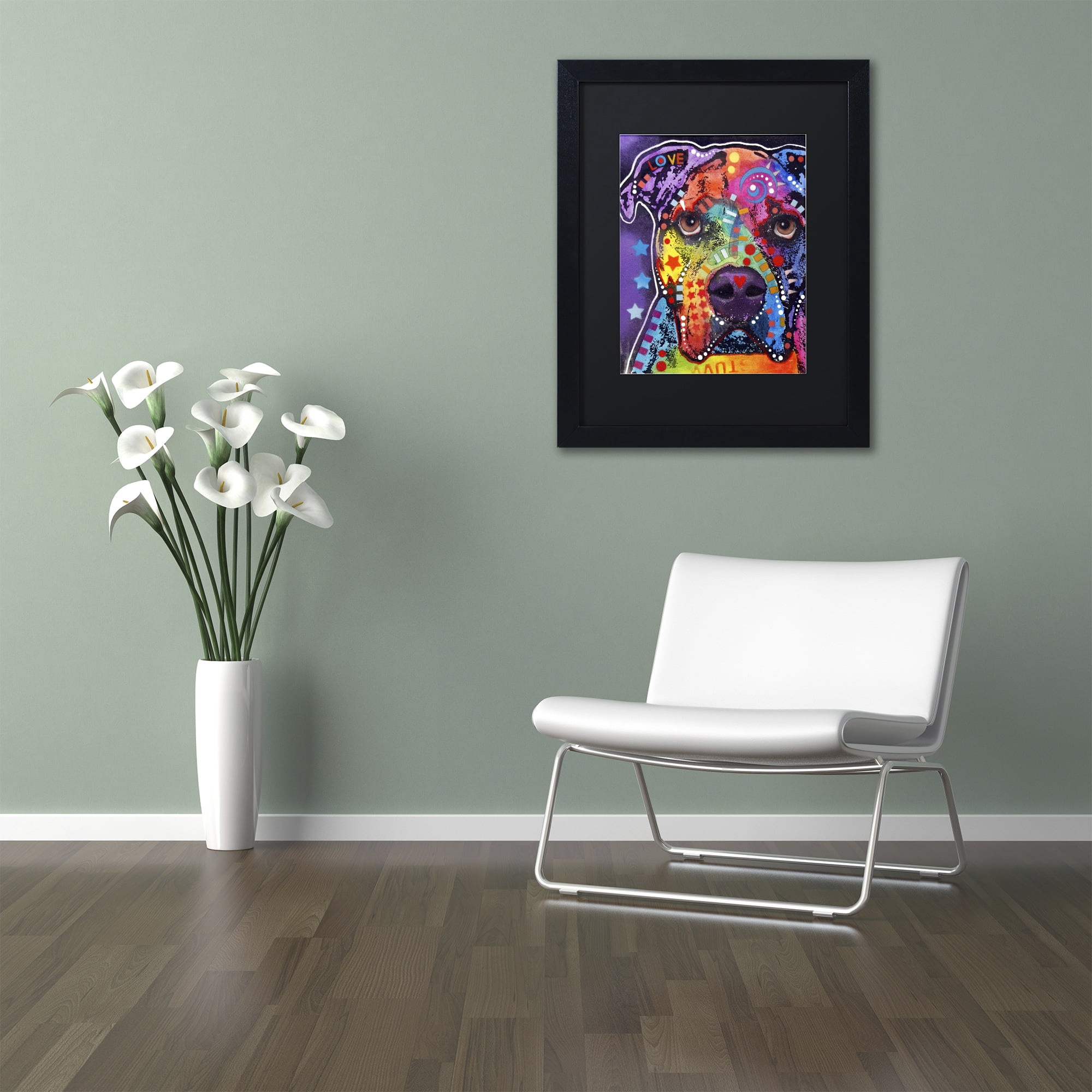 Trademark Fine Art "American Bulldog 121609" Canvas Art by Dean Russo, Black Matte, Black Frame