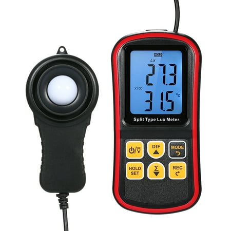 Digital Lux Meter BT Photometer Luxmeter Split Type LCD Handheld Illuminometer Luminometer Light Meter 0-200000 Lux with Mobile APP Connection and Max/Min/Difference Value Data Hold (Best Light Meter App)
