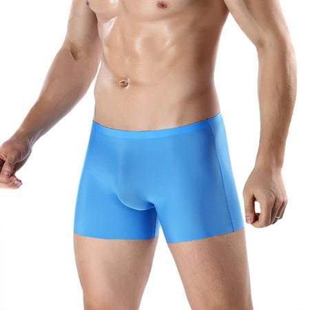 

Solid Plus Size Men s Ice Panties Men Breathable Ice Silk Briefs Simple Underwear for Men Blue XL