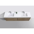 thumbnail image 2 of Kubebath Bliss 72" Double  Sink Butternut Wall Mount Modern Bathroom Vanity, 2 of 5