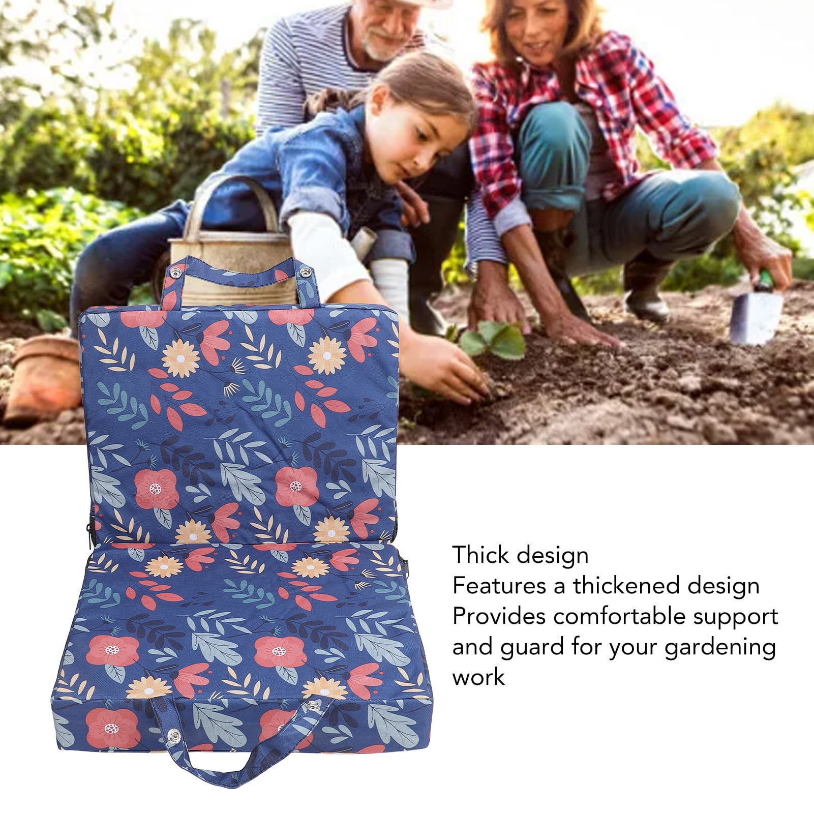 Rupoun Extra Thick Garden Kneeler Pad Multipurpose Portable Lightweight Knee Cushion Mat for Gardening Exercise Home Yardwork Baby Bath, 22x13.4x2.4 inches / 56x34x6 cm, Blue Flower Pattern