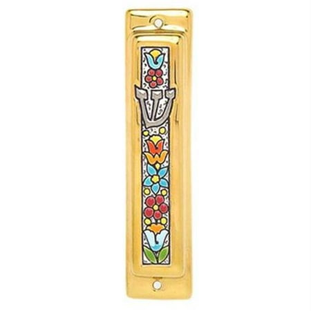 Judaica Kingdom ajmez1814 Black and Gold Floral Ceramic Mezuzah