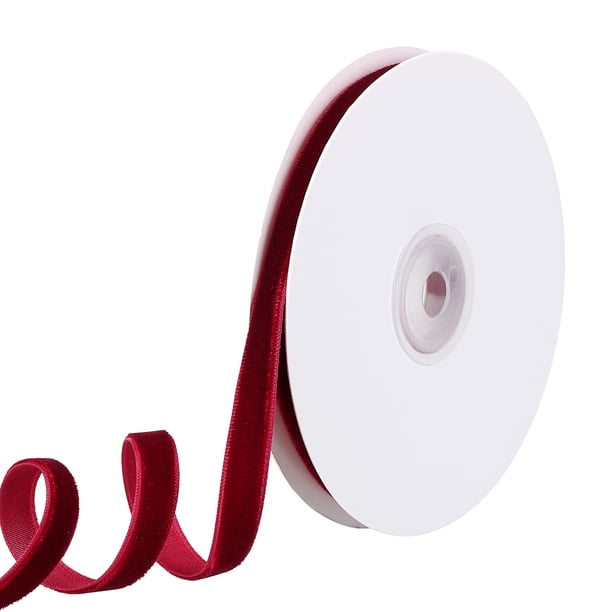 Uxcell Cinta de Terciopelo de 3/8" 10 Yardas Carrete de Poliester Cara Única para Regalos Decoración Burdeos