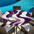 thumbnail image 5 of Purple White Stripes Round Tablecloth 36-44 Inch Round Fitted Table Cloth with Elastic Edge, Modern Art Geometric Abstract Waterproof Table Cover Protector for Outdoor Picnic Party Dining, 5 of 6